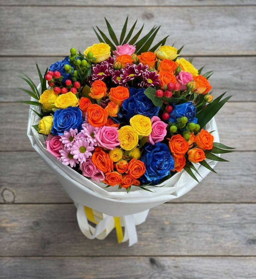 Букет цветов из: Розы и Хризантемы в Магнитный