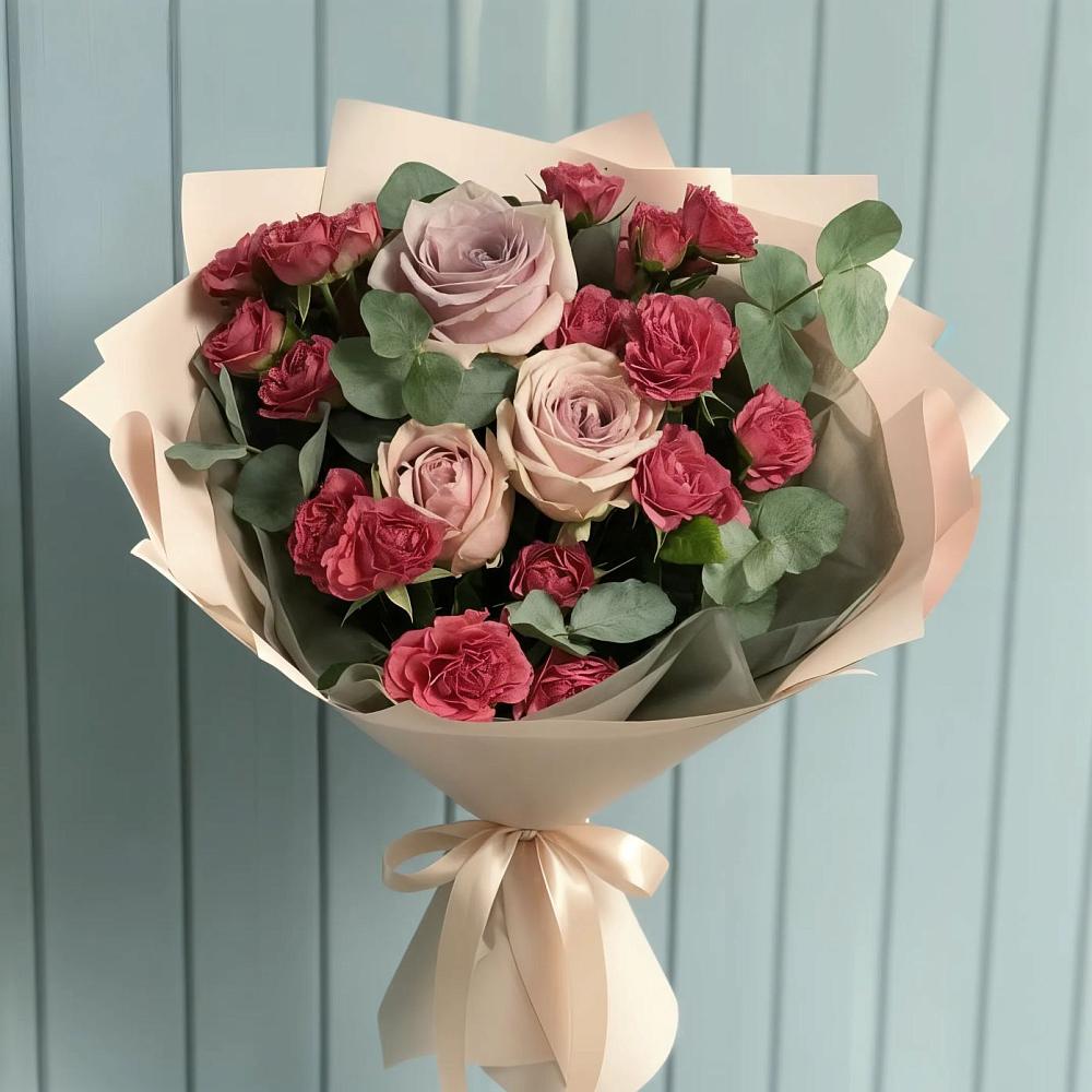 Букет цветов из: Гвоздики и Розы в Магнитный