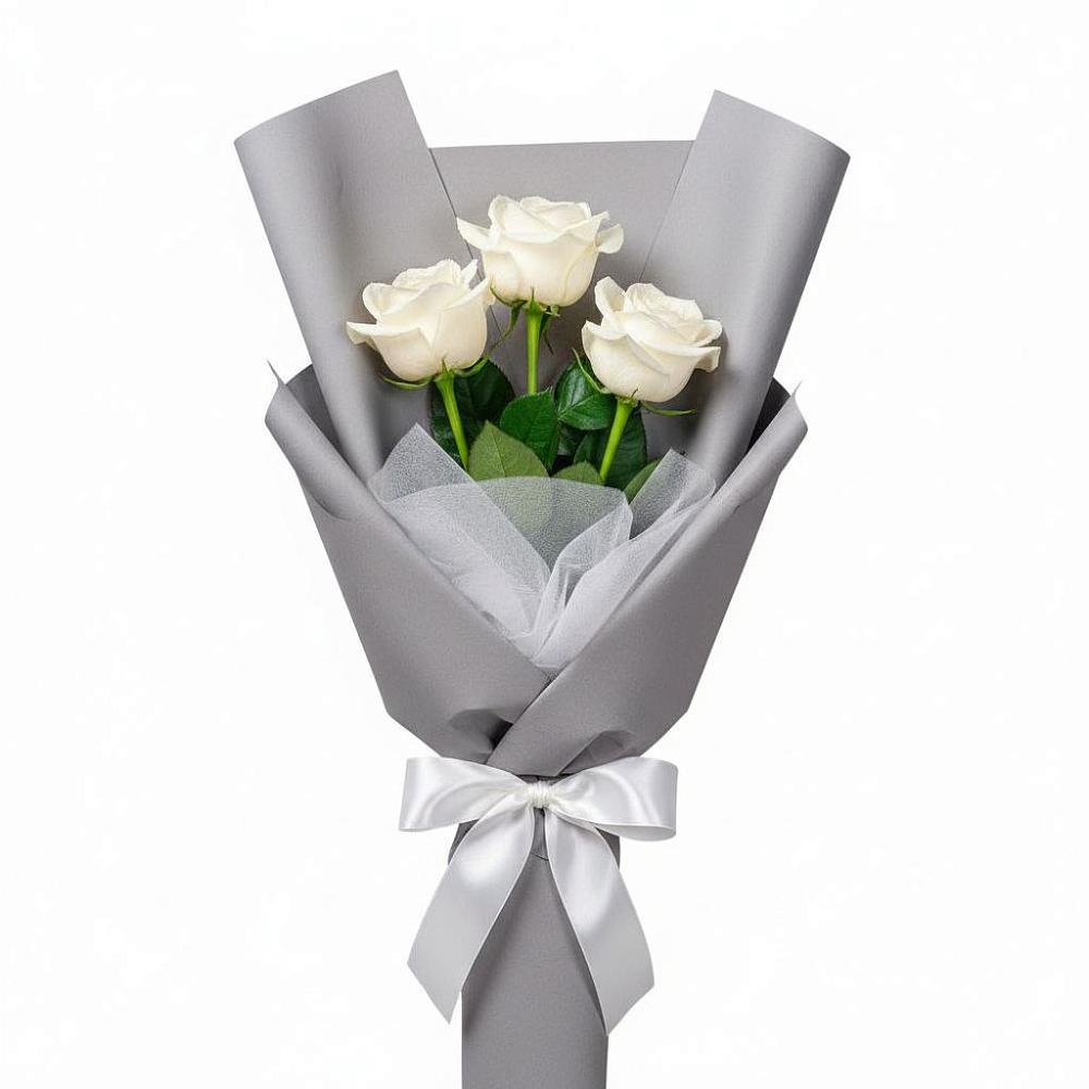 Букет 3 белые розы в Магнитный