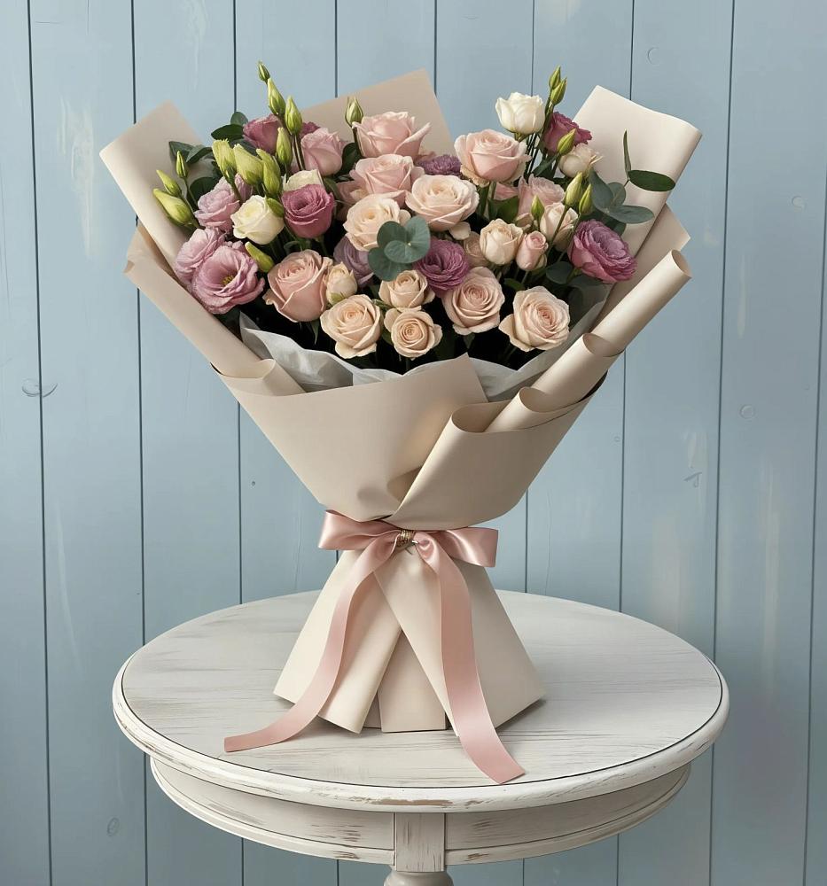 Букет цветов из: Розы и Лизиантусы в Магнитный