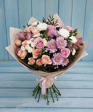 Букет цветов из:  Хризантемы, Розы и Альстромерии #REPLACE_PRED# Магнитный