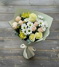 Букет цветов из:  Альстромерии, Розы и Хризантемы в Магнитный
