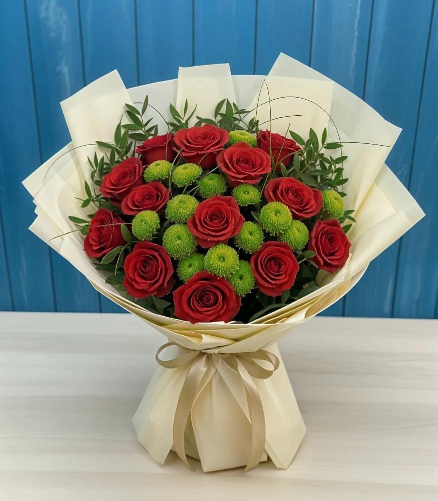 Букет цветов из: Розы и Хризантемы в Магнитный